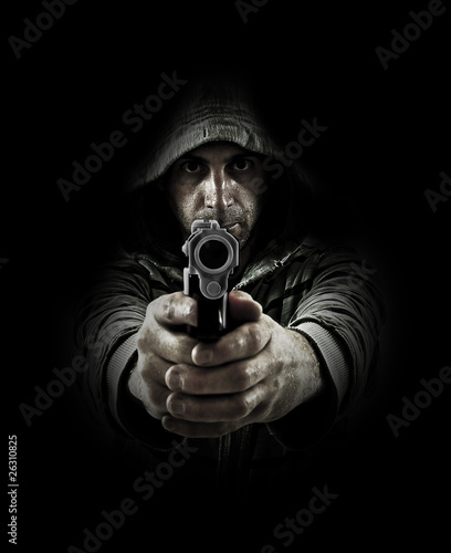 Photo: man pointing gun man pointing gun