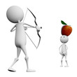 3d man shoots from the onions to the target of an apple 3d man shoots from the onions to the target of an apple