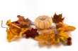 Autum decoration - pumpkin and leaves