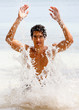 Man splashing water