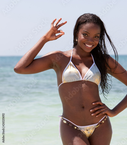 Photo: Bikini woman with ok sign Bikini woman with ok sign