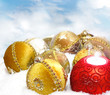 Christmas bauble on white snow background Christmas bauble on white snow background