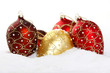 Christmas bauble on white snow background Christmas bauble on white snow background