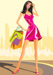 fashion shopping girls with shopping bag