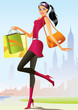 fashion shopping girls with shopping bag