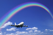旅客機と雲と虹