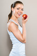 Sportliche Frau mit Apfel Sportliche Frau mit Apfel