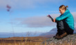 Female Hiker with Hikingmap Female Hiker with Hikingmap