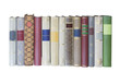 books in a row, isolated, free copy space books in a row, isolated, free copy space