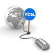 Surfing the Web in Grey - Blue VDSL Sign on the Cable