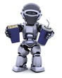 robot with pop corn bucket and soda