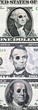 US currency with black eyes and band aid