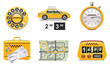 Vector taxi and transportation service icon set. part 1