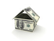 Mortgage concept. House made out of 100 dollar bills