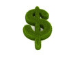 3D dollar sign covered in a grass texture