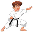 Baby Karate lejátszó. Vector karikatúra elszigetelt jellegű