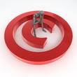 Sitting on a Red Shiny Copyright Symbol Sitting on a Red Shiny Copyright Symbol