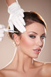 Beautiful woman gets botox injection in her face
