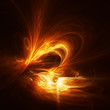 Illustration: Abstract fractal glowing on black background Abstract fractal glowing on black background