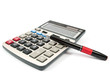 calculator and a pen