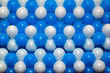 garland of blue and white baloons