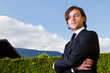Young realtor with blue skies