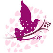 pretty illustration with pigeon and hearts