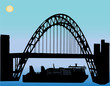Vector: boat under the bridge - vector boat under the bridge - vector