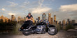 Bike rider with city backround