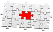 pièce rouge discordante sur puzzle vierge
