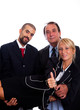 Two Businessman Pick Up a Young Businesswoman