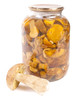 Glass jar of preserved mushroom Glass jar of preserved mushroom