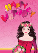 Beautiful girl with flowers. Happy birthday. Beautiful girl with flowers. Happy birthday.