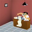 man working in the office - vector illustration