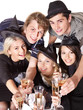 Group young people on party.