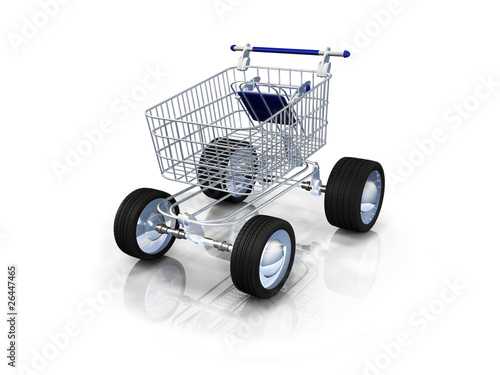 Illustration: E-commerce caddie livraison express 3D E-commerce caddie livraison express 3D