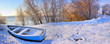 blue boat near danube river