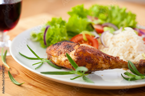 Photo: Roast Chicken with Rice and Salad Roast Chicken with Rice and Salad