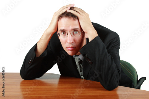 Photo: Business man in big trouble Business man in big trouble