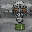 biohazard scene with gas mask