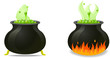 halloween cauldron with potion icon set halloween cauldron with potion icon set
