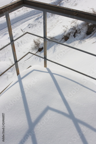 Photo: Stair railing in winter Stair railing in winter