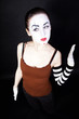 woman mime with theatrical makeup