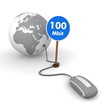 Surfing the Web in Grey - Blue 100 Mbit Sign on the Cable