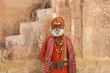 India, Rajasthan, Jaipur, the Amber Fort, an indian sadhu