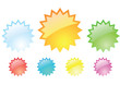 Multi color badges with yellow bade in center
