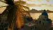 Mediterranean Greek Coastal Village Travel Background Ocean