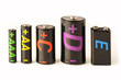 Group of batteries isolated on white background