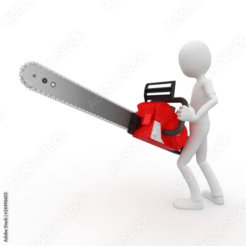 Illustration: 3d man with chainsaw 3d man with chainsaw
