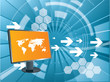 abstract background with arrows moving and lcd monitor